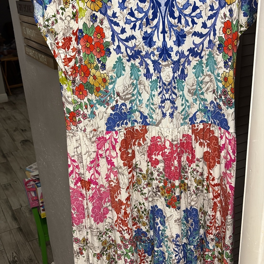 Johnny Was Floral Embroidered Patch midi dress